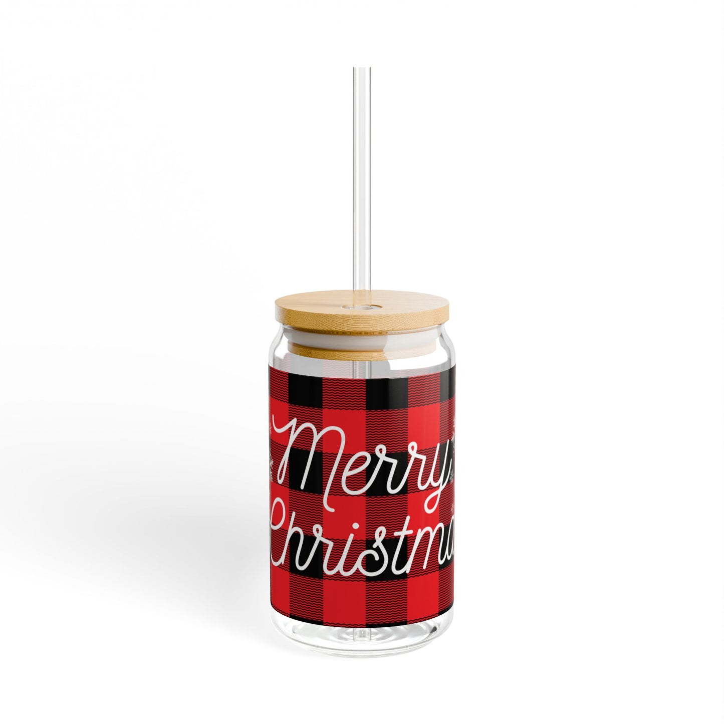 Merry Christmas buffalo plaid Sipper Glass, 16oz