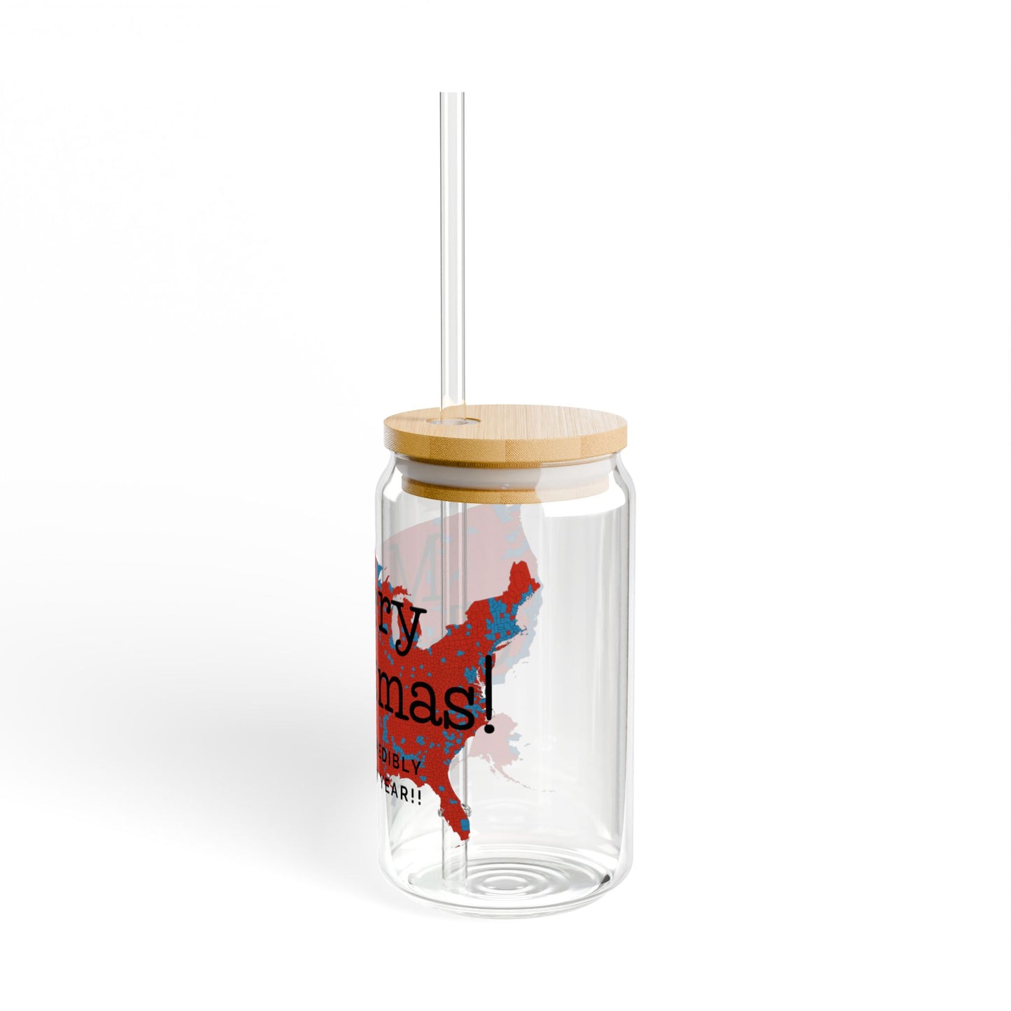 Merry Christmas USA Sipper Glass, 16oz