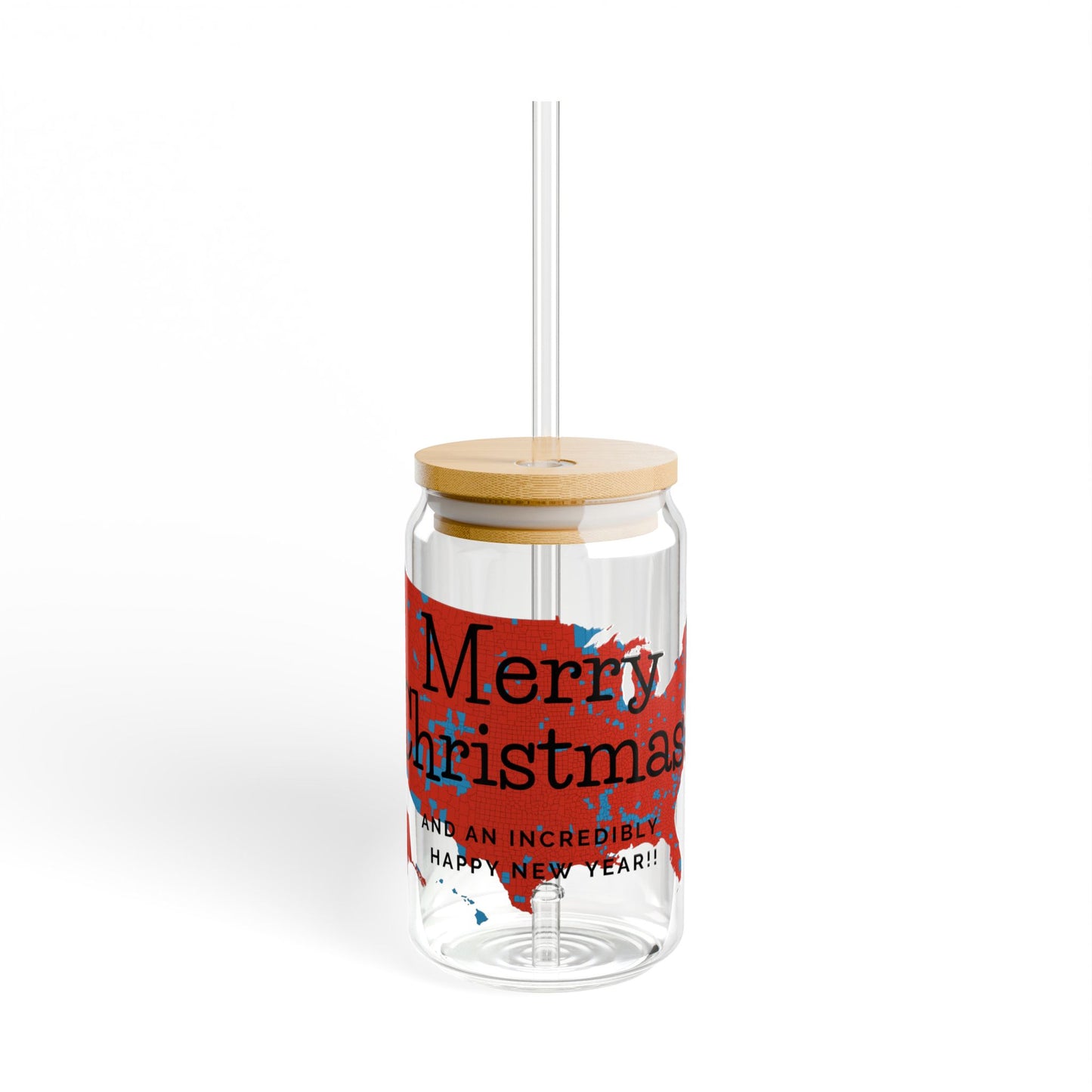 Merry Christmas USA Sipper Glass, 16oz