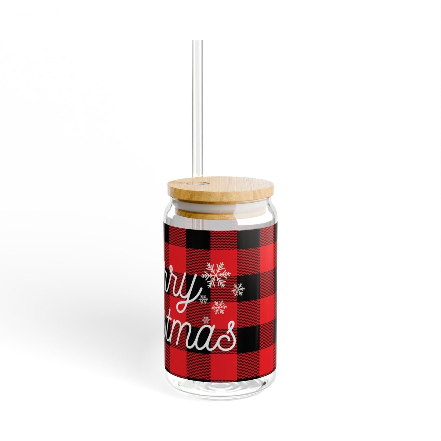 Merry Christmas buffalo plaid Sipper Glass, 16oz