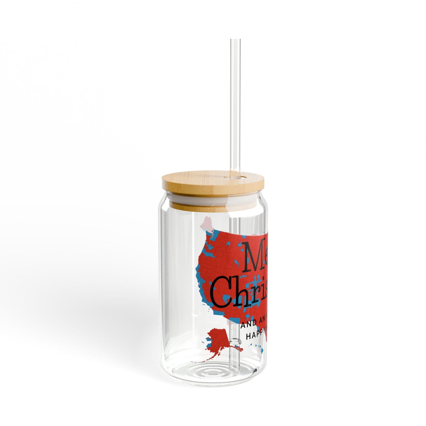 Merry Christmas USA Sipper Glass, 16oz