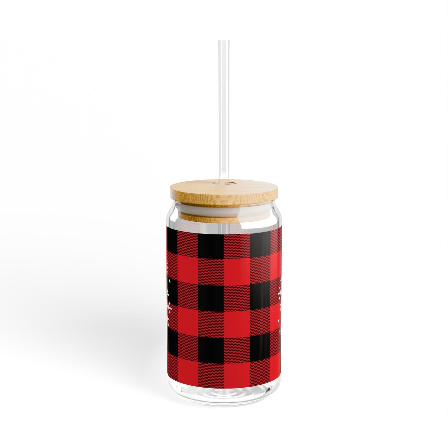 Let it Snow bufffalo plaid Sipper Glass, 16oz