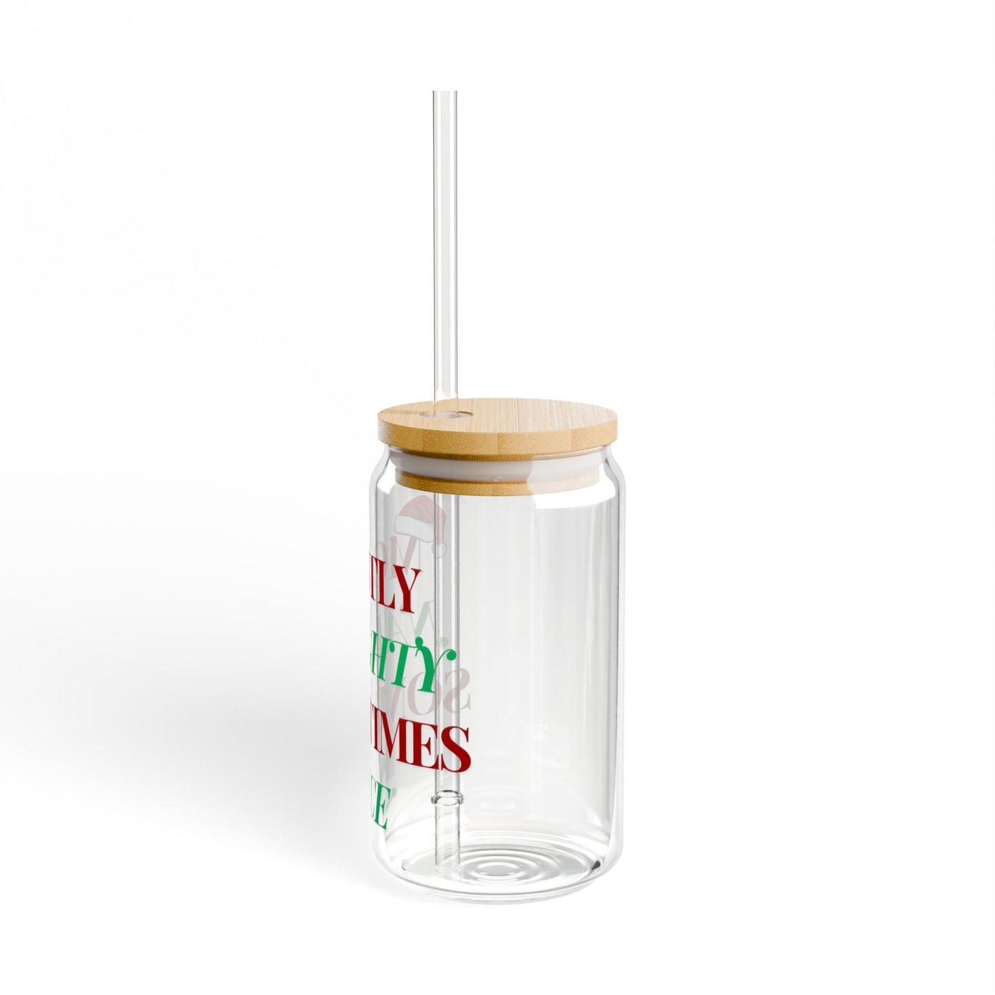 Mostly Naughty Sometimes Nice Christmas Sipper Glass, 16oz