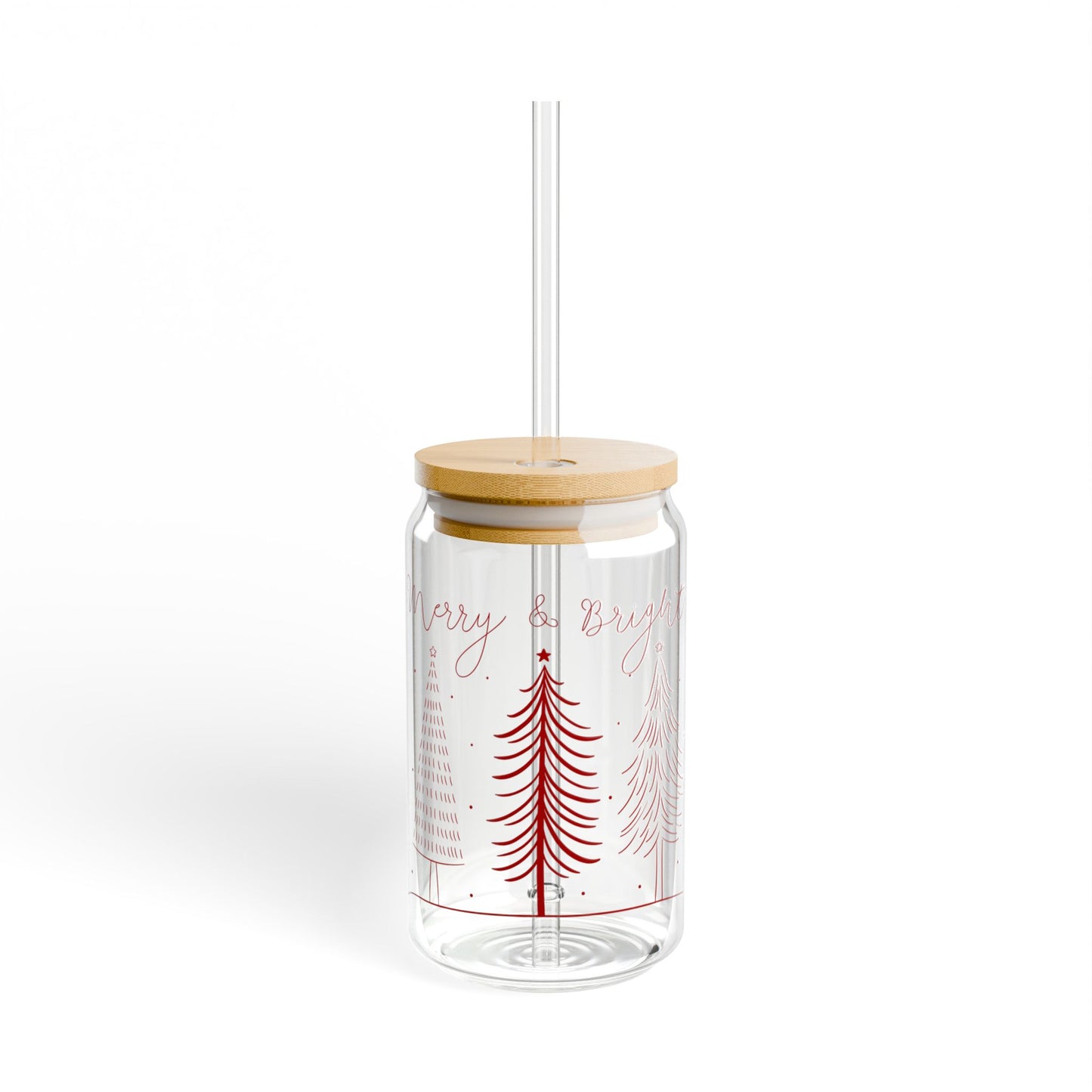Merry & Bright (red) Sipper Glass, 16oz