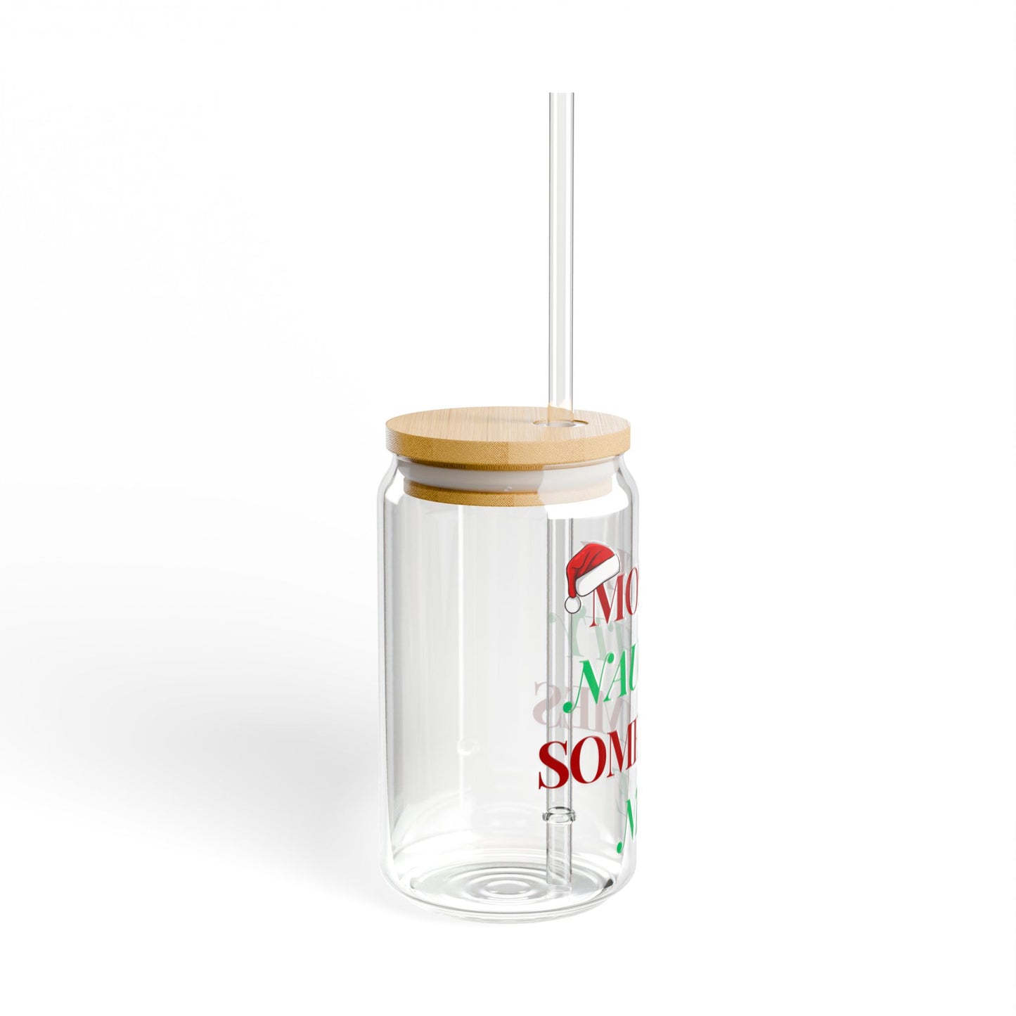 Mostly Naughty Sometimes Nice Christmas Sipper Glass, 16oz