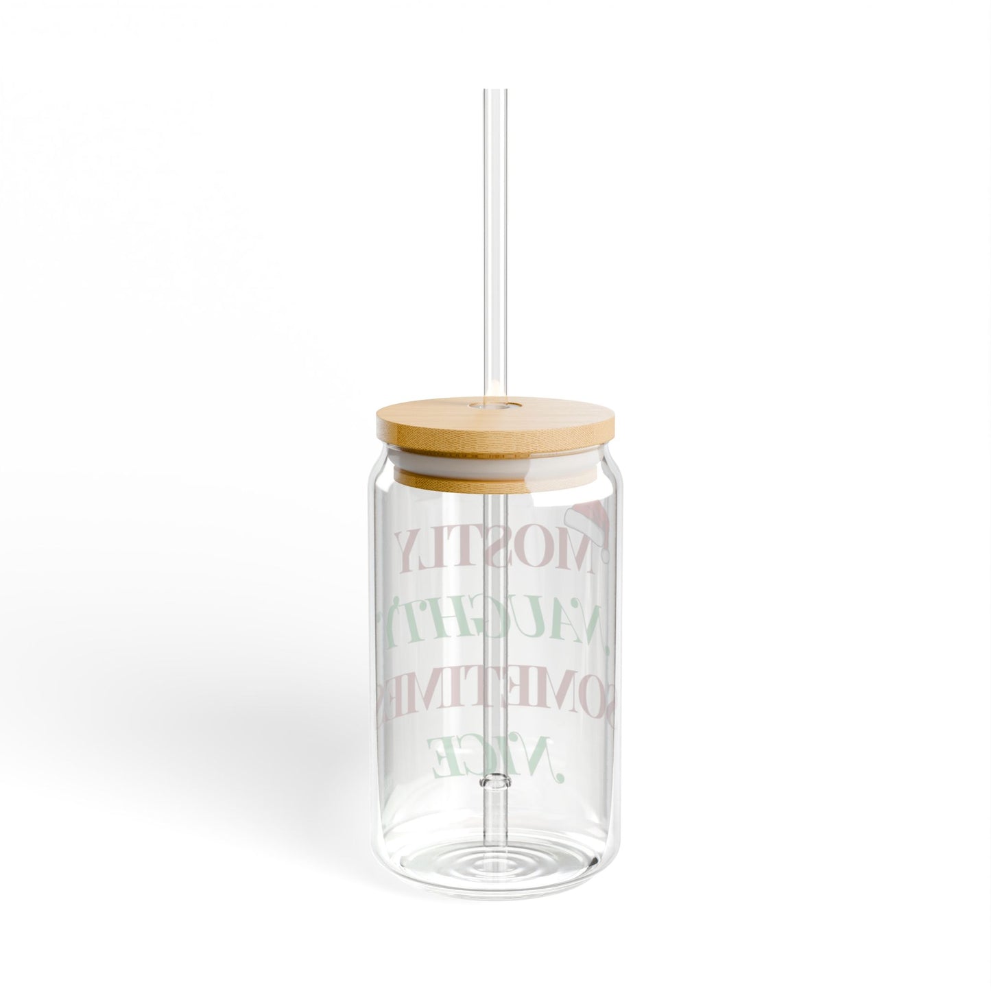Mostly Naughty Sometimes Nice Christmas Sipper Glass, 16oz