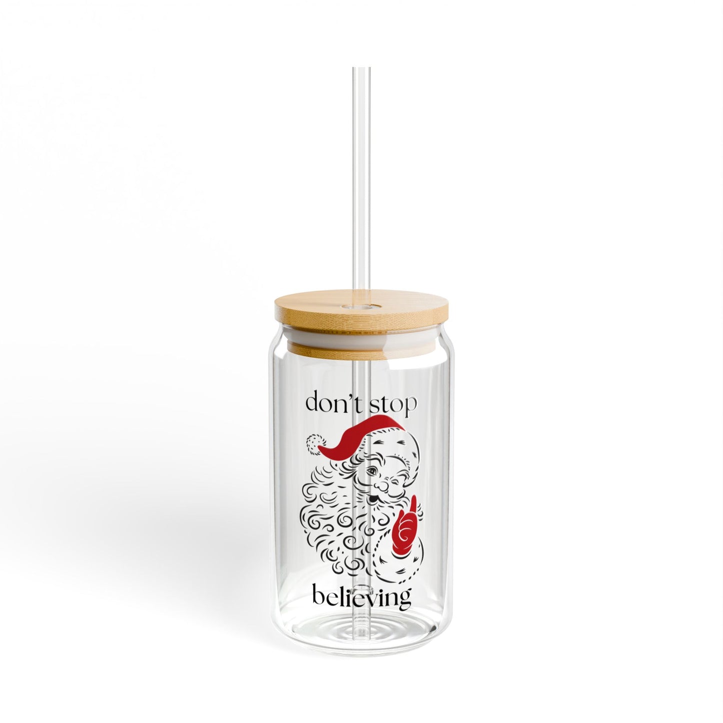 Don't Stop Believing Santa Sipper Glass, 16oz