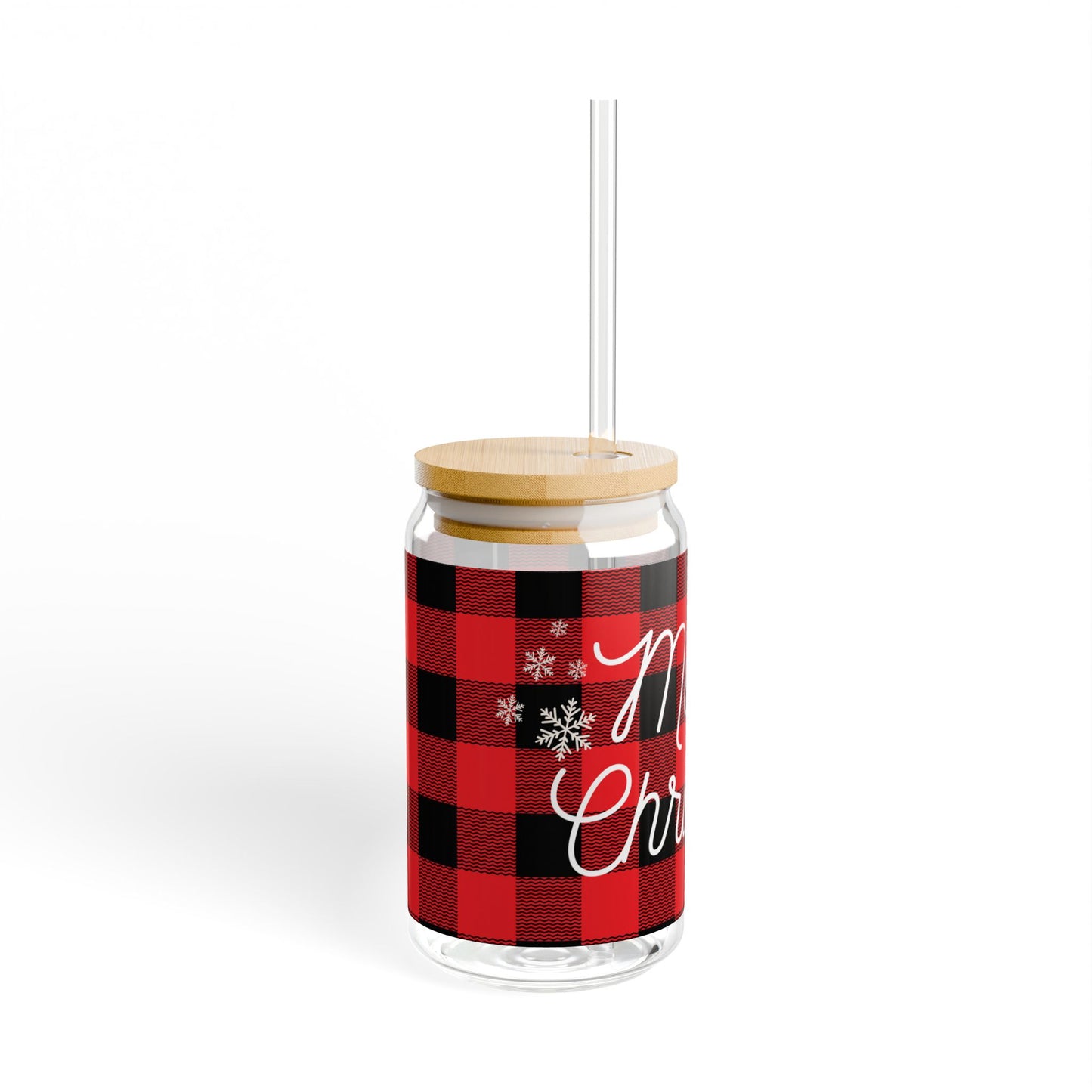 Merry Christmas buffalo plaid Sipper Glass, 16oz