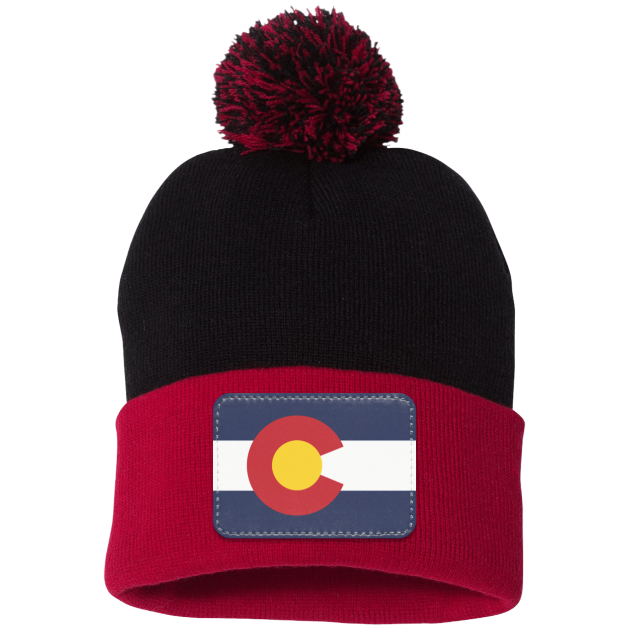 Colorado Flag Pom Pom Knit Cap