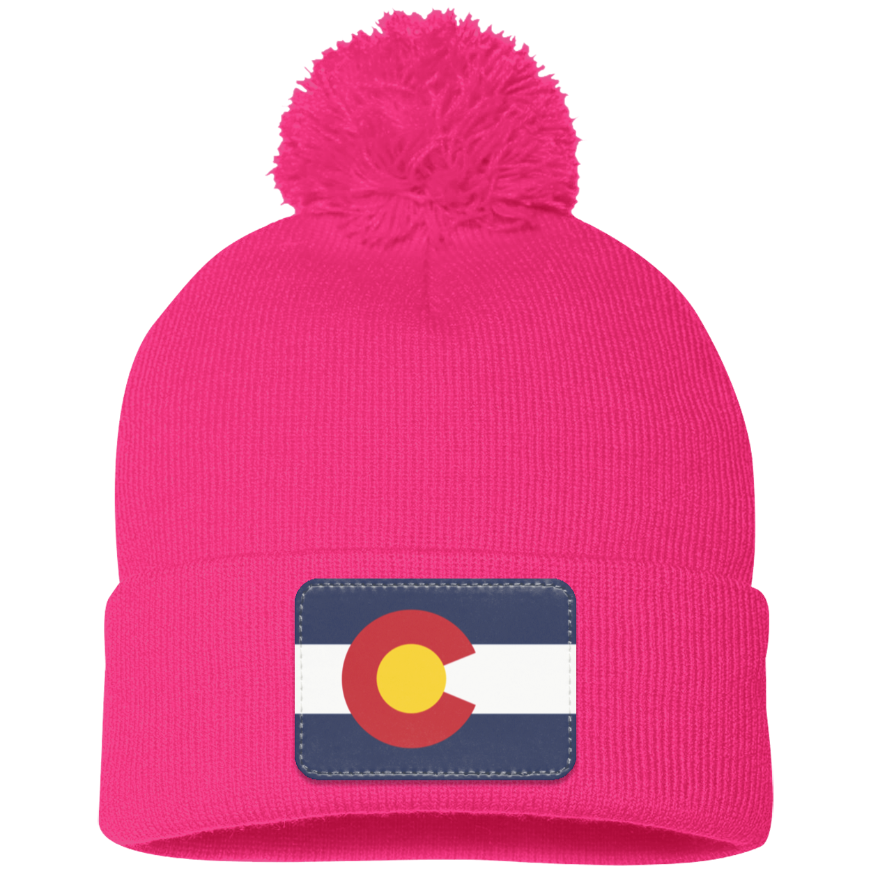 Colorado Flag Pom Pom Knit Cap