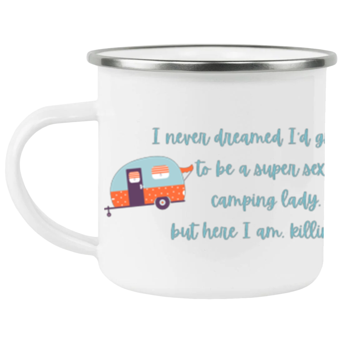 Sexy Camping Lady Enamel Camping Mug