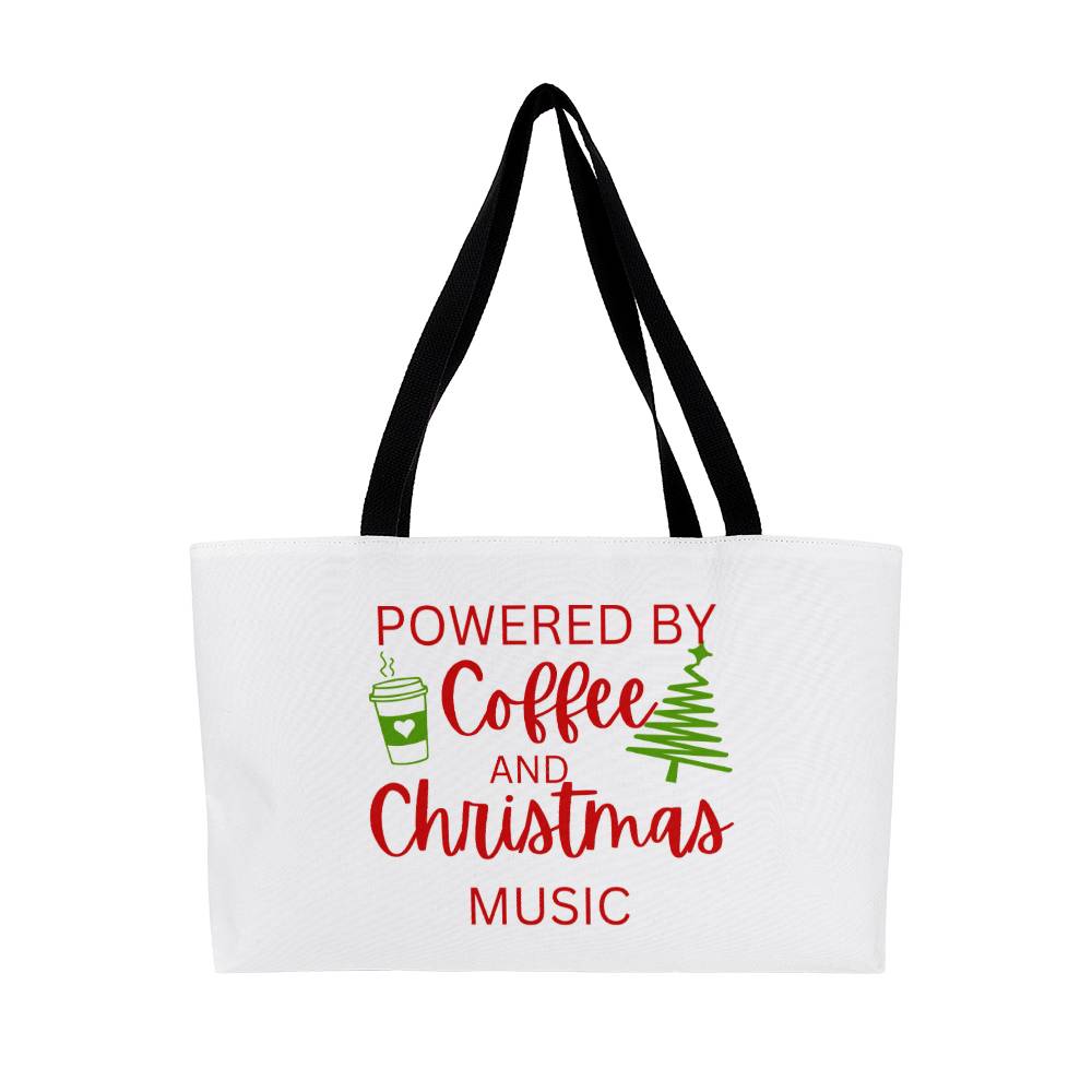 Powered by Coffee and Christmas Music Weekender Tote