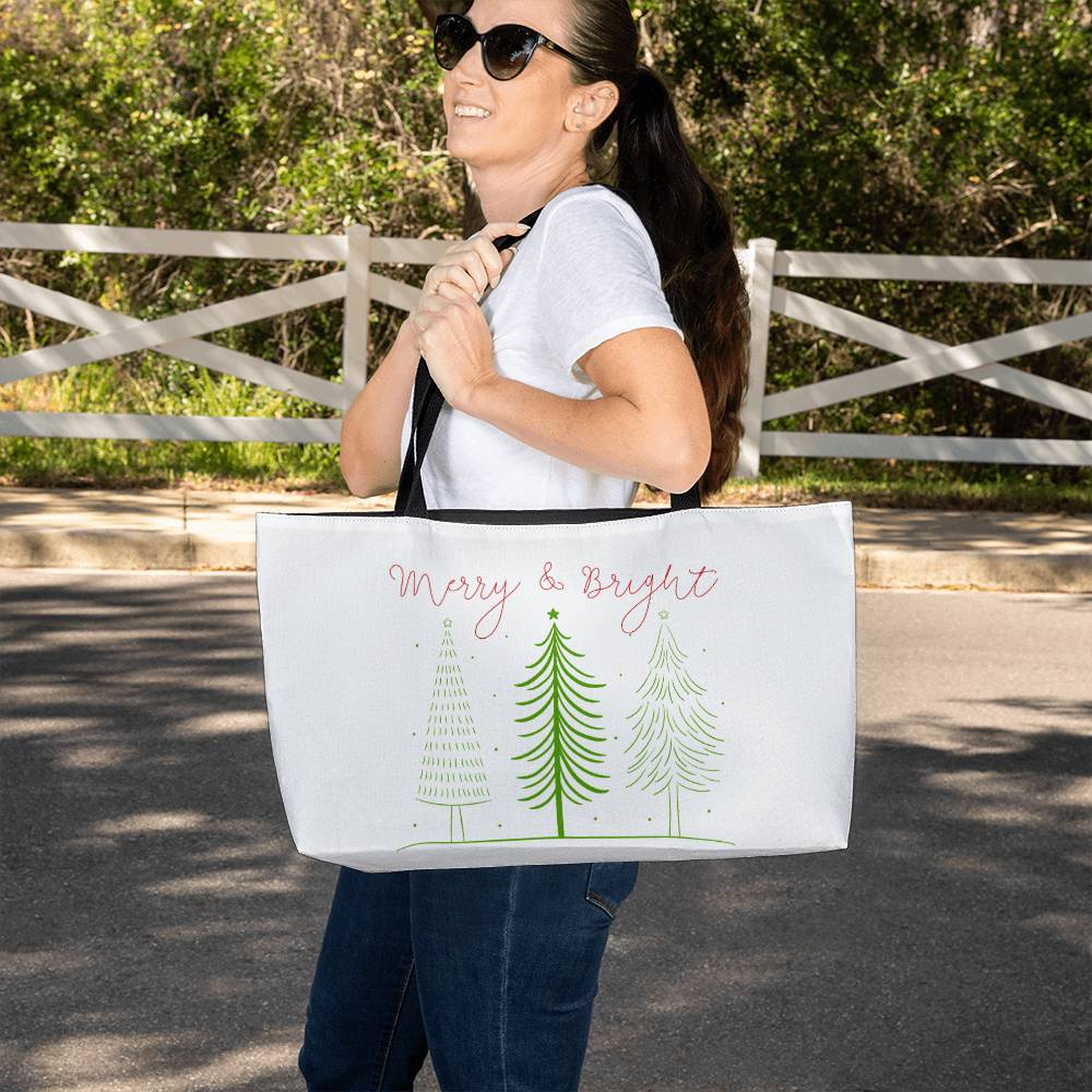 Merry and Bright (red/green) Weekender Tote