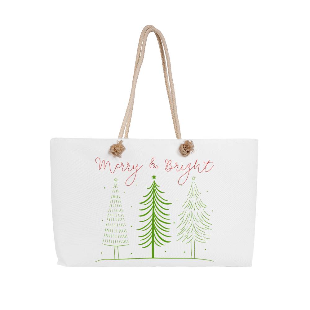 Merry and Bright (red/green) Weekender Tote