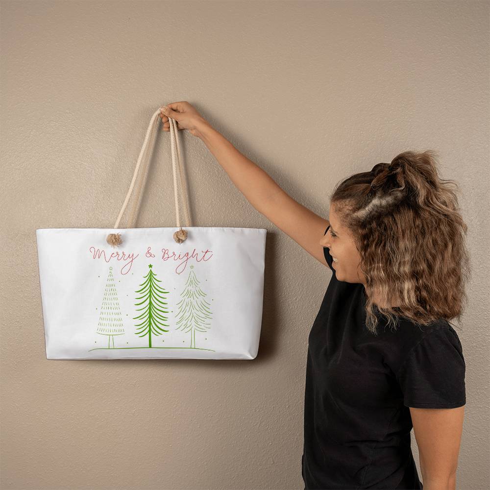 Merry and Bright (red/green) Weekender Tote