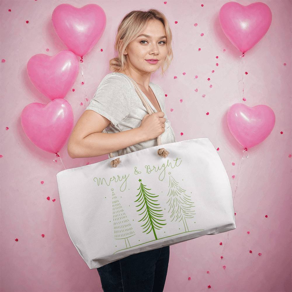 Merry and Bright (green) Weekender Tote
