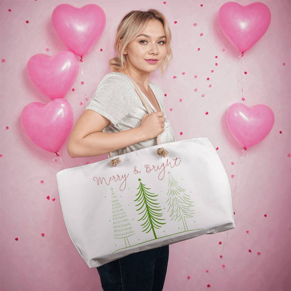 Merry and Bright (red/green) Weekender Tote
