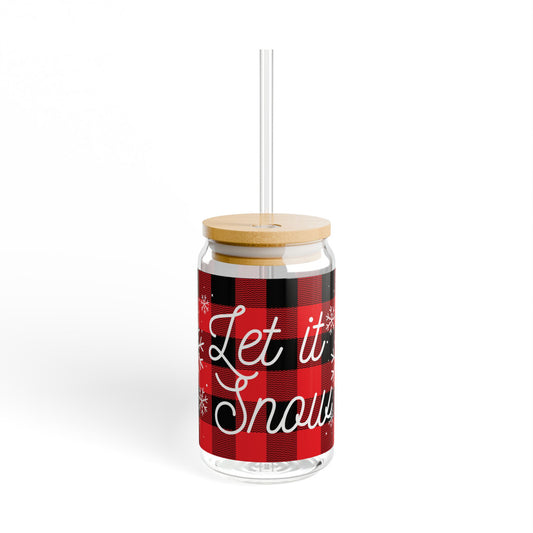 Let it Snow bufffalo plaid Sipper Glass, 16oz