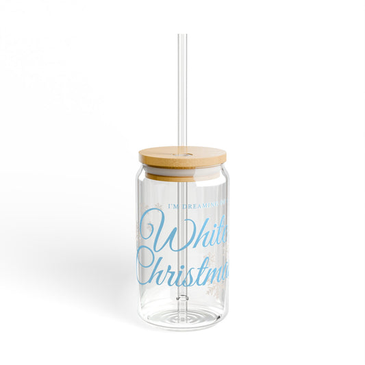 White Christmas Sipper Glass, 16oz