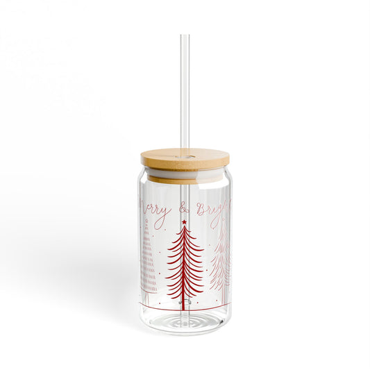 Merry & Bright (red) Sipper Glass, 16oz