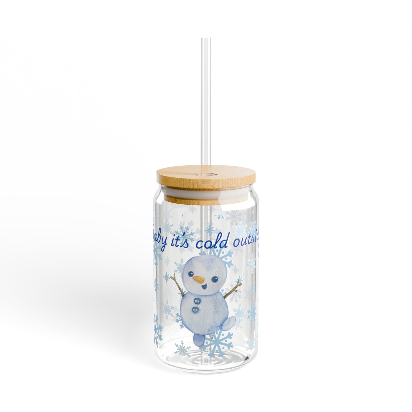 Baby it's Cold outside Snowman Sipper Glass, 16oz