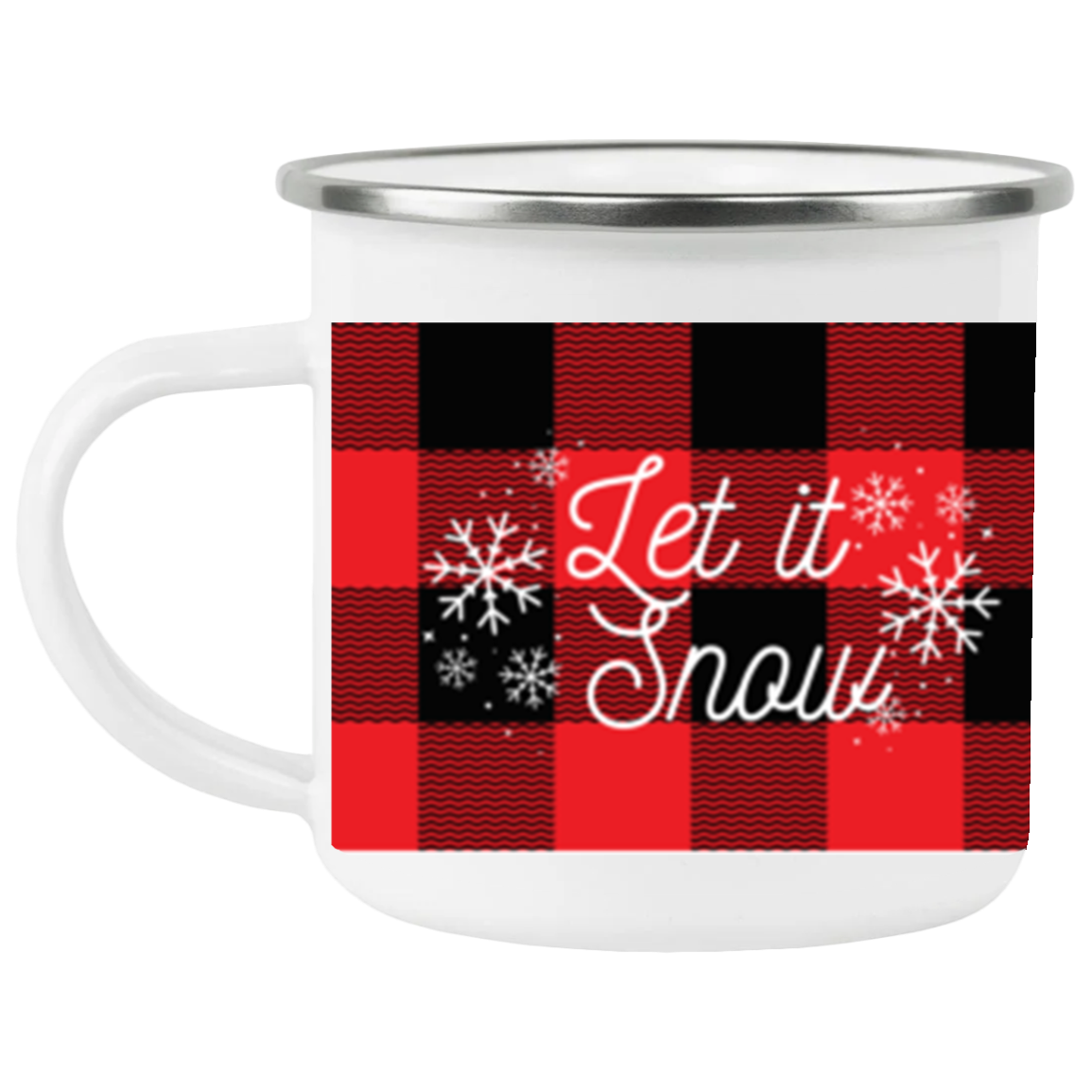 Let it snow buffalo plaid Enamel Camping Mug