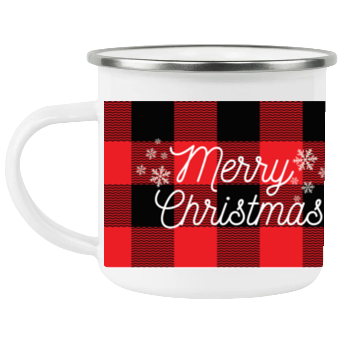 Merry Christmas buffalo plaid Enamel Camping Mug