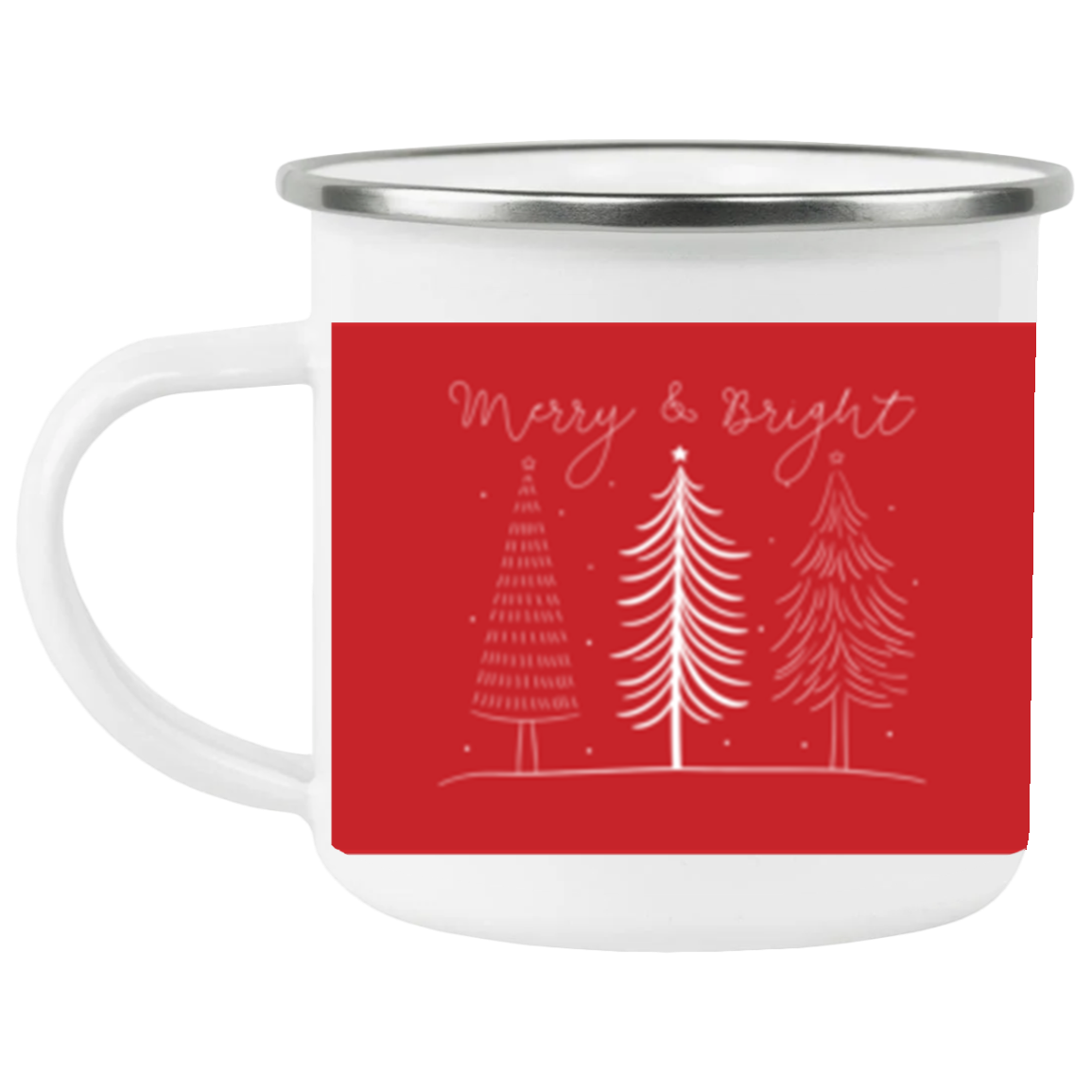 Merry & Bright red Enamel Camping Mug