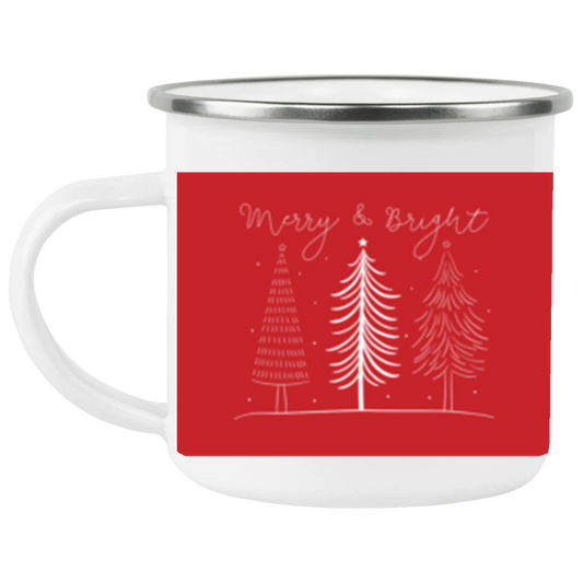 Merry & Bright red Enamel Camping Mug