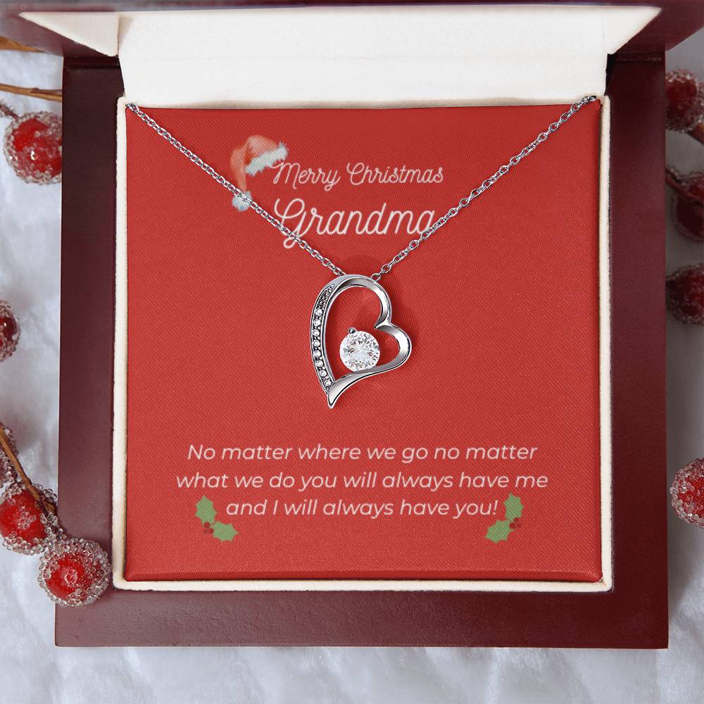 Merry Christmas Grandma - Heart Necklace