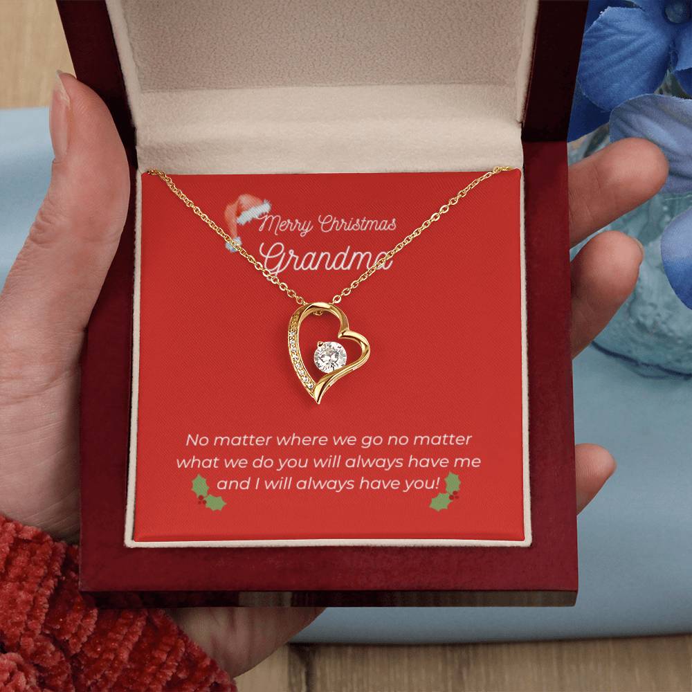 Merry Christmas Grandma - Heart Necklace