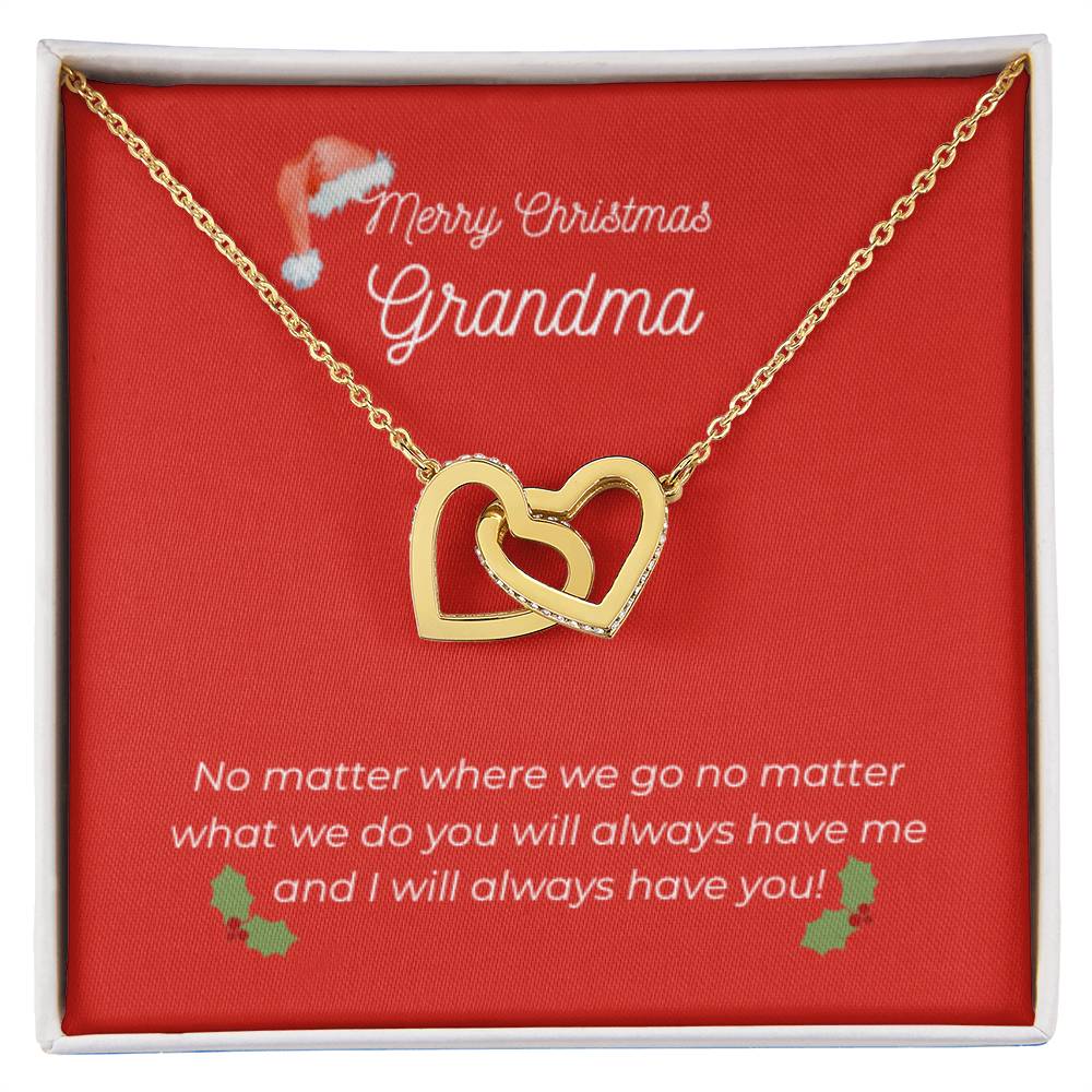 Merry Christmas Grandma - Interlocking Heart Necklace