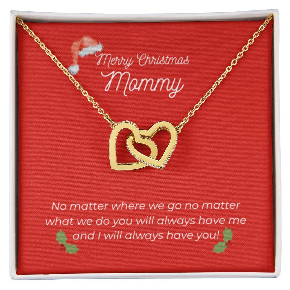 Merry Christmas Mommy - Interlocking Heart Necklace