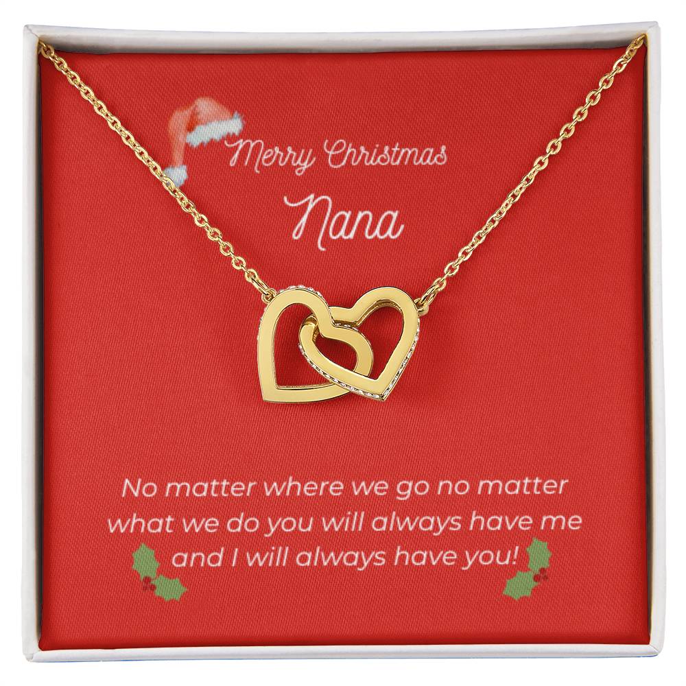 Merry Christmas Nana - Interlocking Heart Necklace