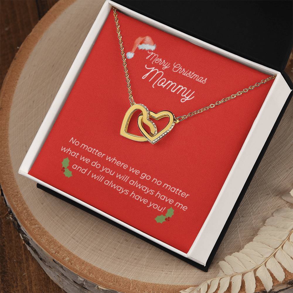 Merry Christmas Mommy - Interlocking Heart Necklace