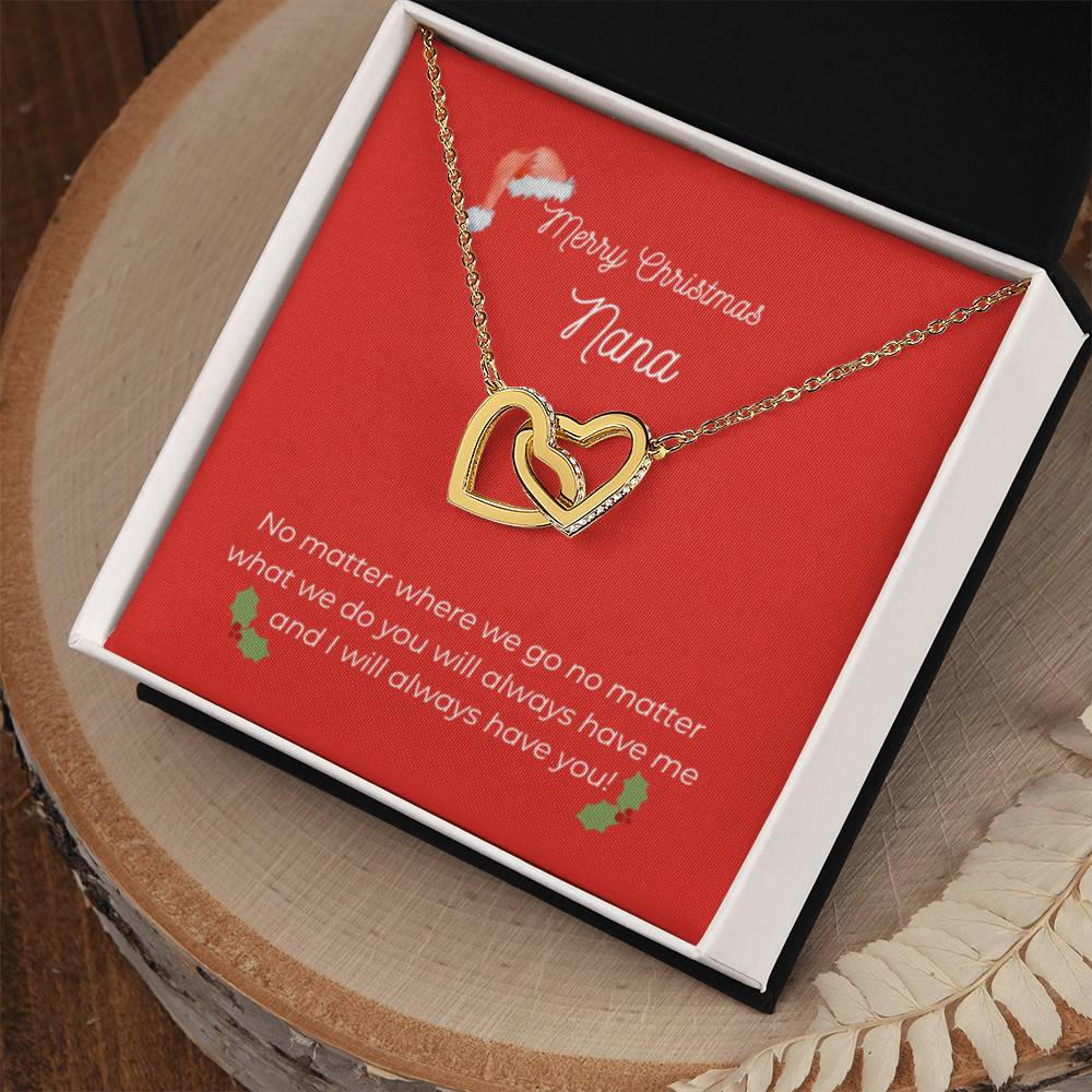 Merry Christmas Nana - Interlocking Heart Necklace