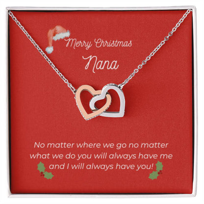 Merry Christmas Nana - Interlocking Heart Necklace