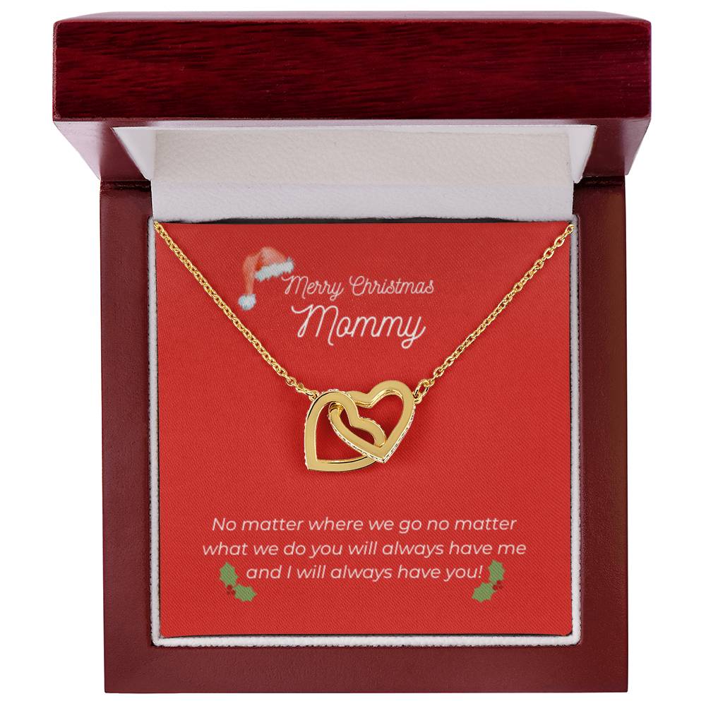 Merry Christmas Mommy - Interlocking Heart Necklace