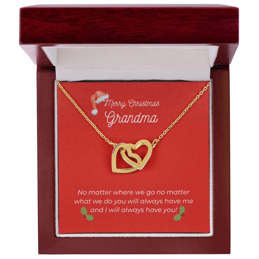 Merry Christmas Grandma - Interlocking Heart Necklace