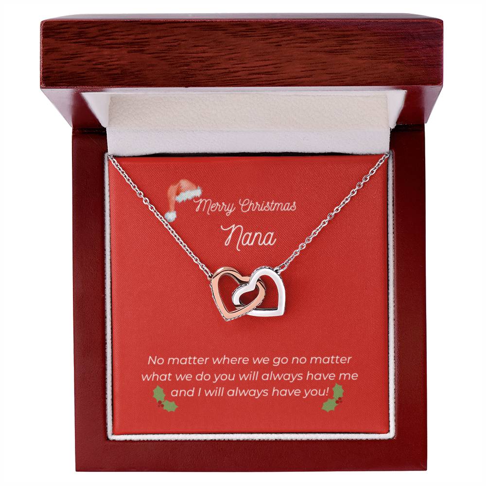 Merry Christmas Nana - Interlocking Heart Necklace