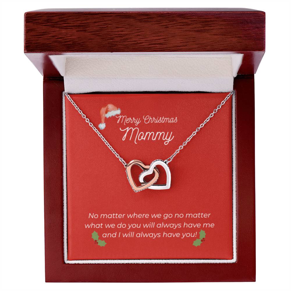 Merry Christmas Mommy - Interlocking Heart Necklace