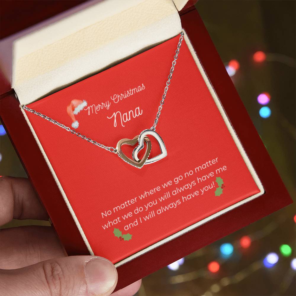 Merry Christmas Nana - Interlocking Heart Necklace