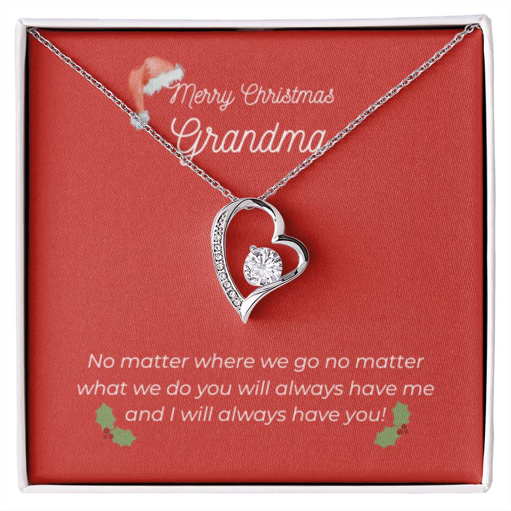 Merry Christmas Grandma - Heart Necklace