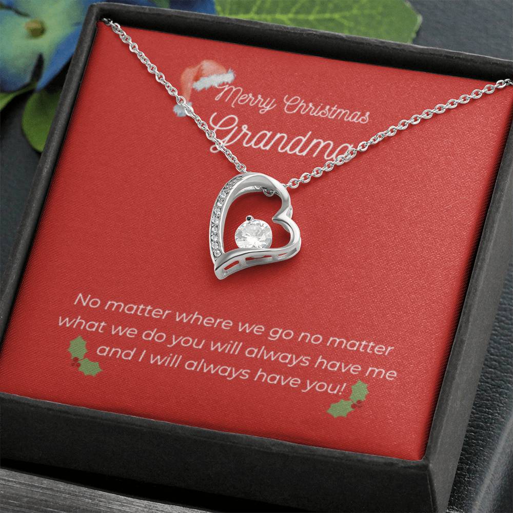 Merry Christmas Grandma - Heart Necklace