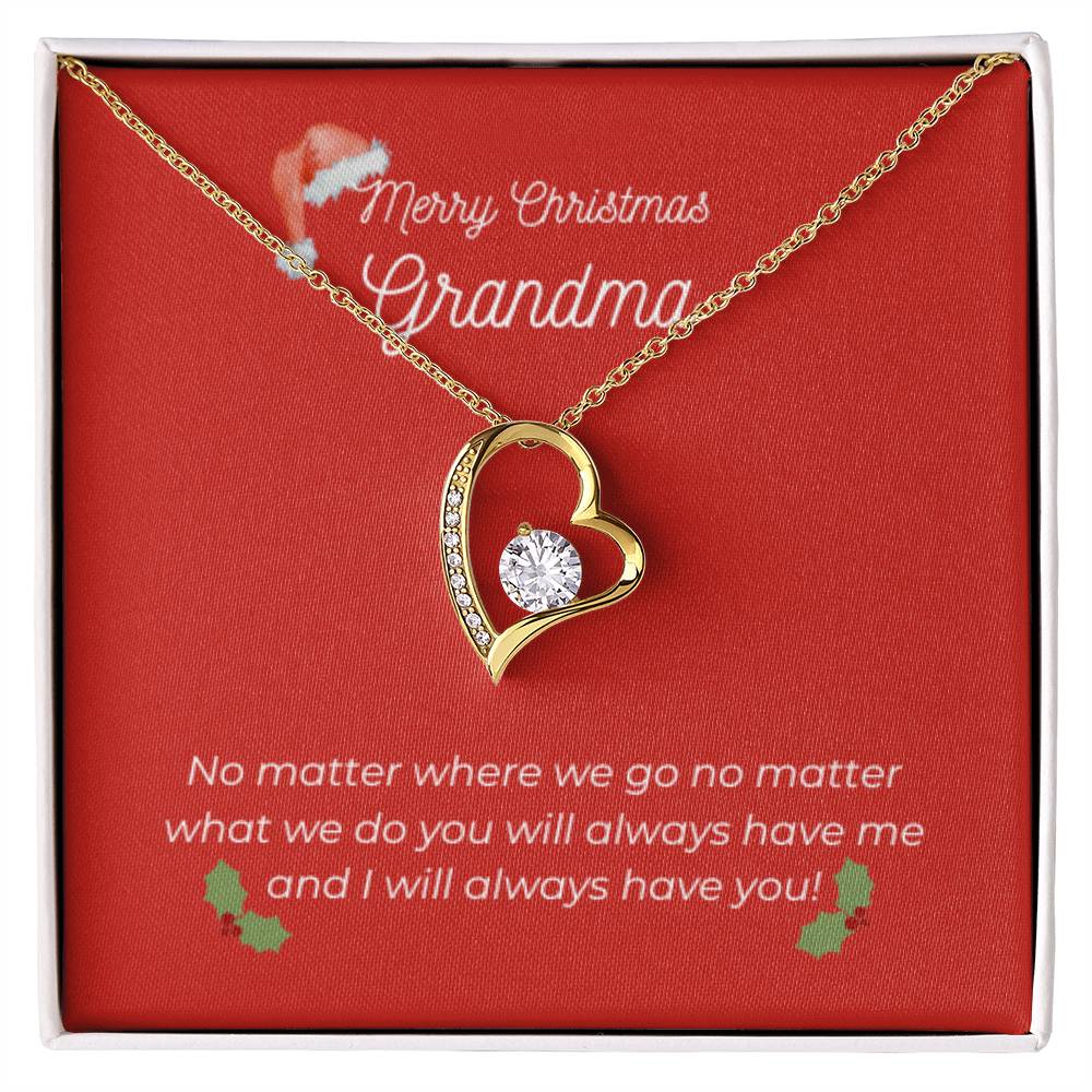 Merry Christmas Grandma - Heart Necklace